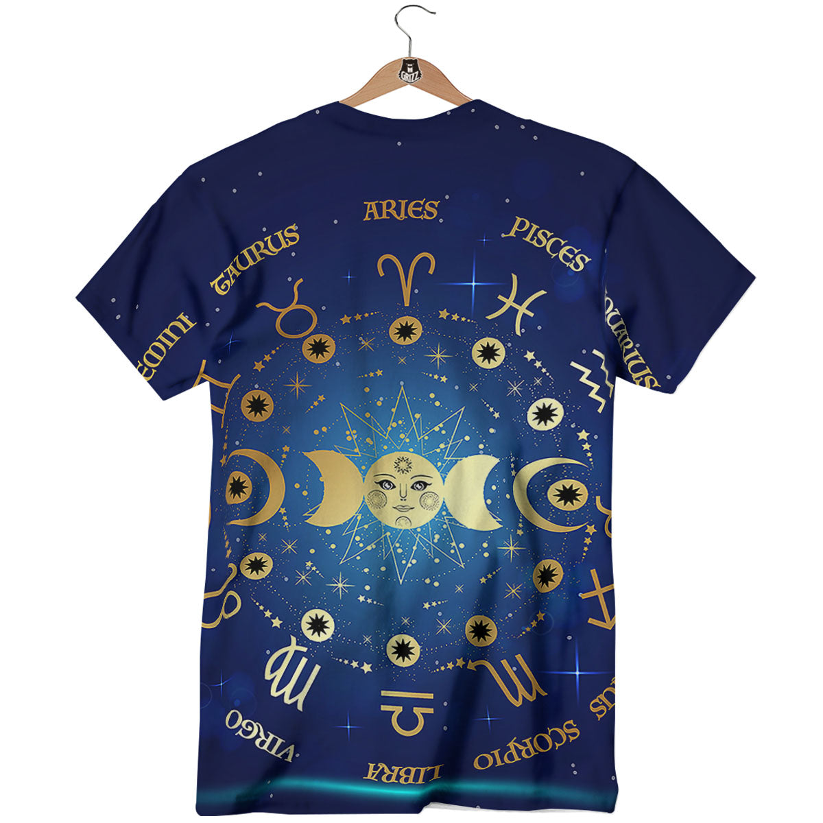 Zodiac Wheel Galaxy Print T-Shirt-grizzshop