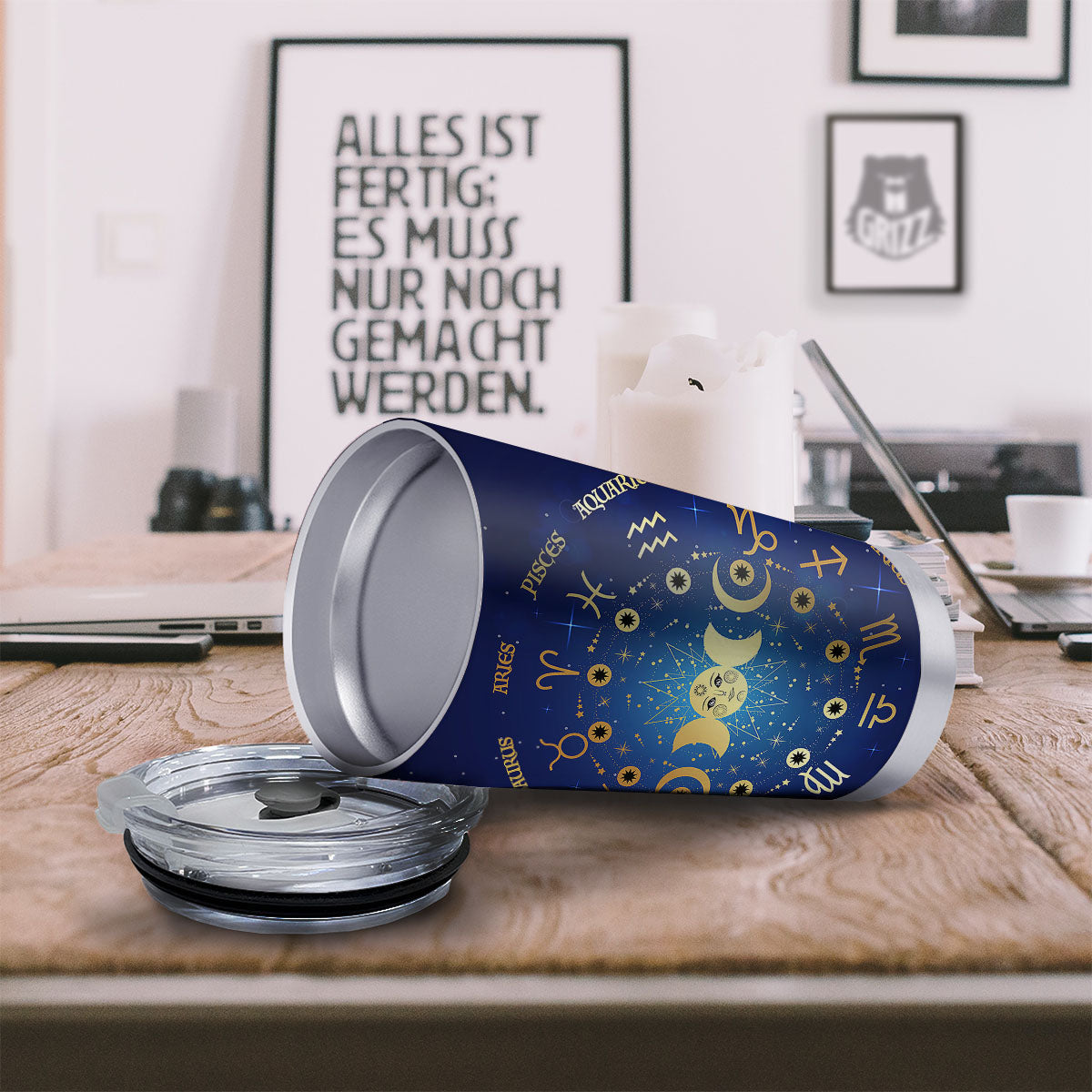 Zodiac Wheel Galaxy Print Tumbler-grizzshop