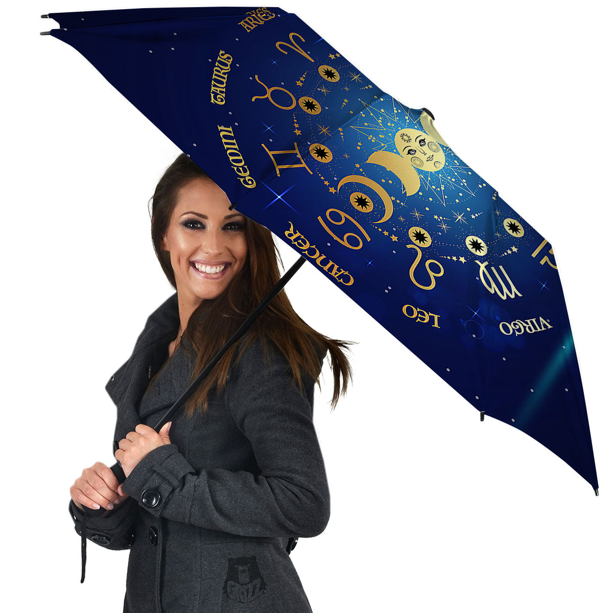 Zodiac Wheel Galaxy Print Umbrella-grizzshop