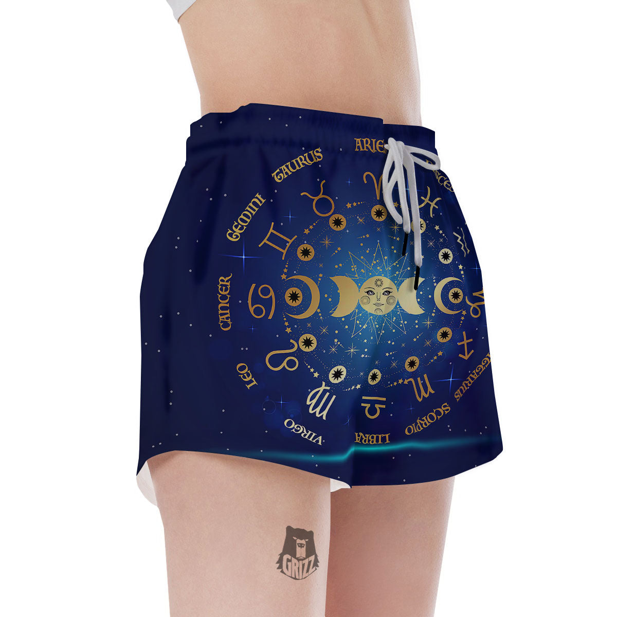 Zodiac Wheel Galaxy Print Women's Shorts-grizzshop
