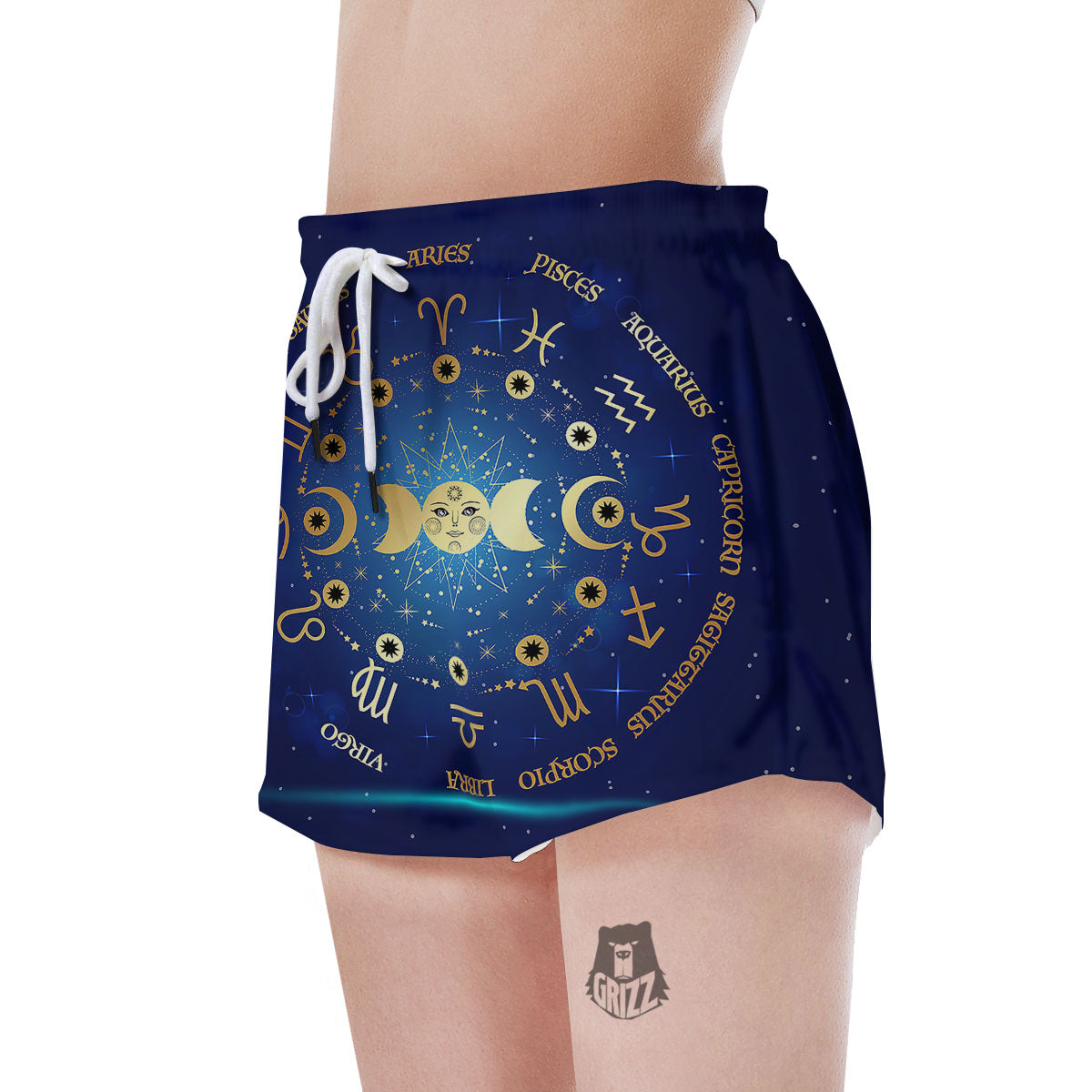 Zodiac Wheel Galaxy Print Women's Shorts-grizzshop