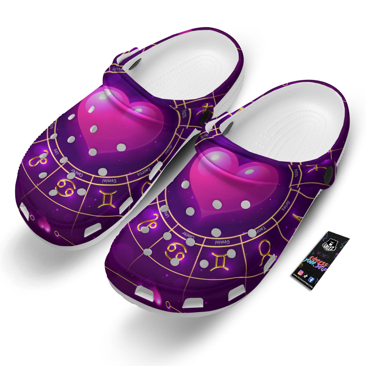 Zodiac Wheel Pink Heart Print Clog-grizzshop