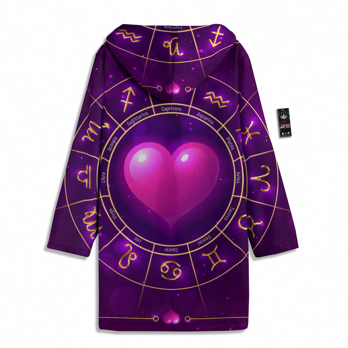 Zodiac Wheel Pink Heart Print Men's Windbreaker Jacket-grizzshop