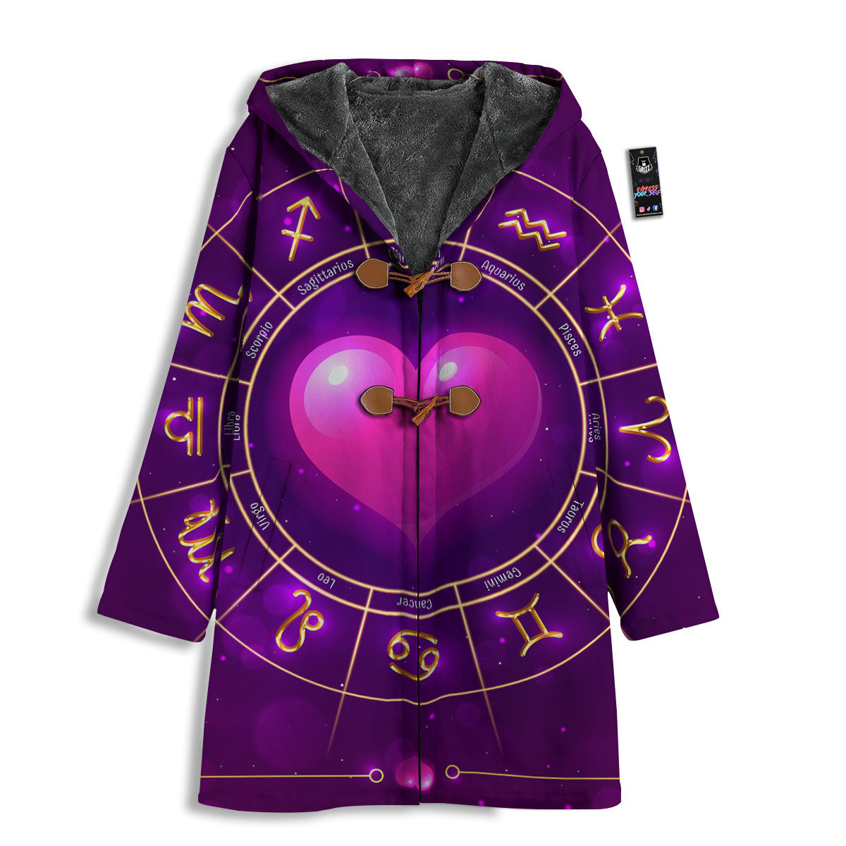 Zodiac Wheel Pink Heart Print Men's Windbreaker Jacket-grizzshop