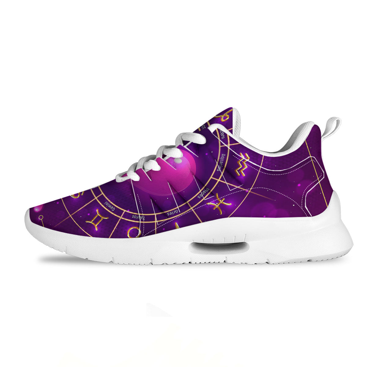 Zodiac Wheel Pink Heart Print Tennis Shoes-grizzshop