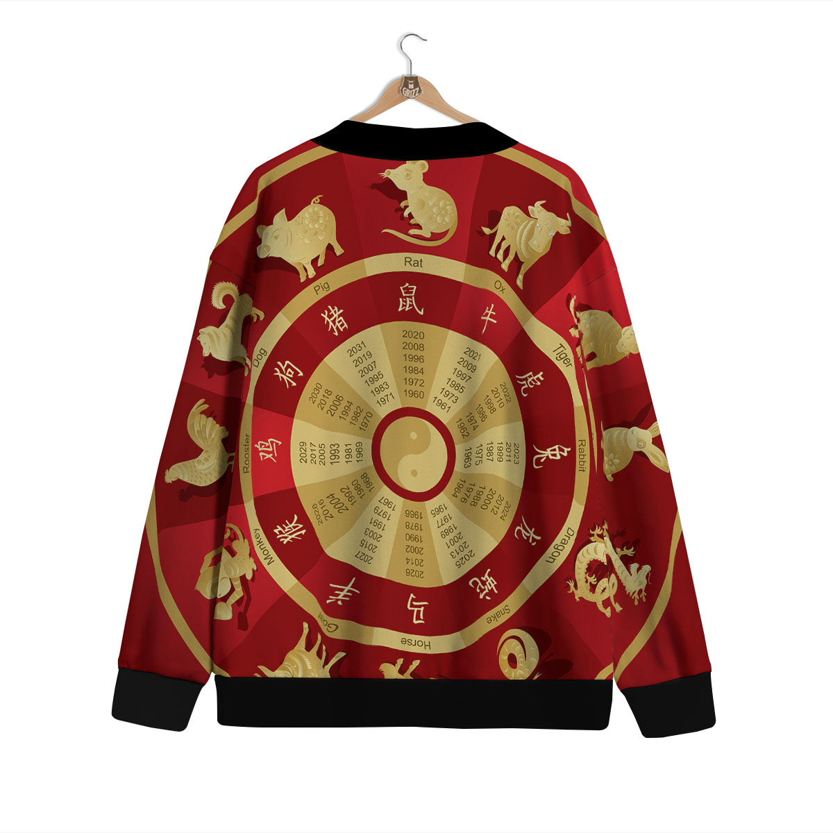 Zodiac Wheel Red Chinese Print Cardigan-grizzshop