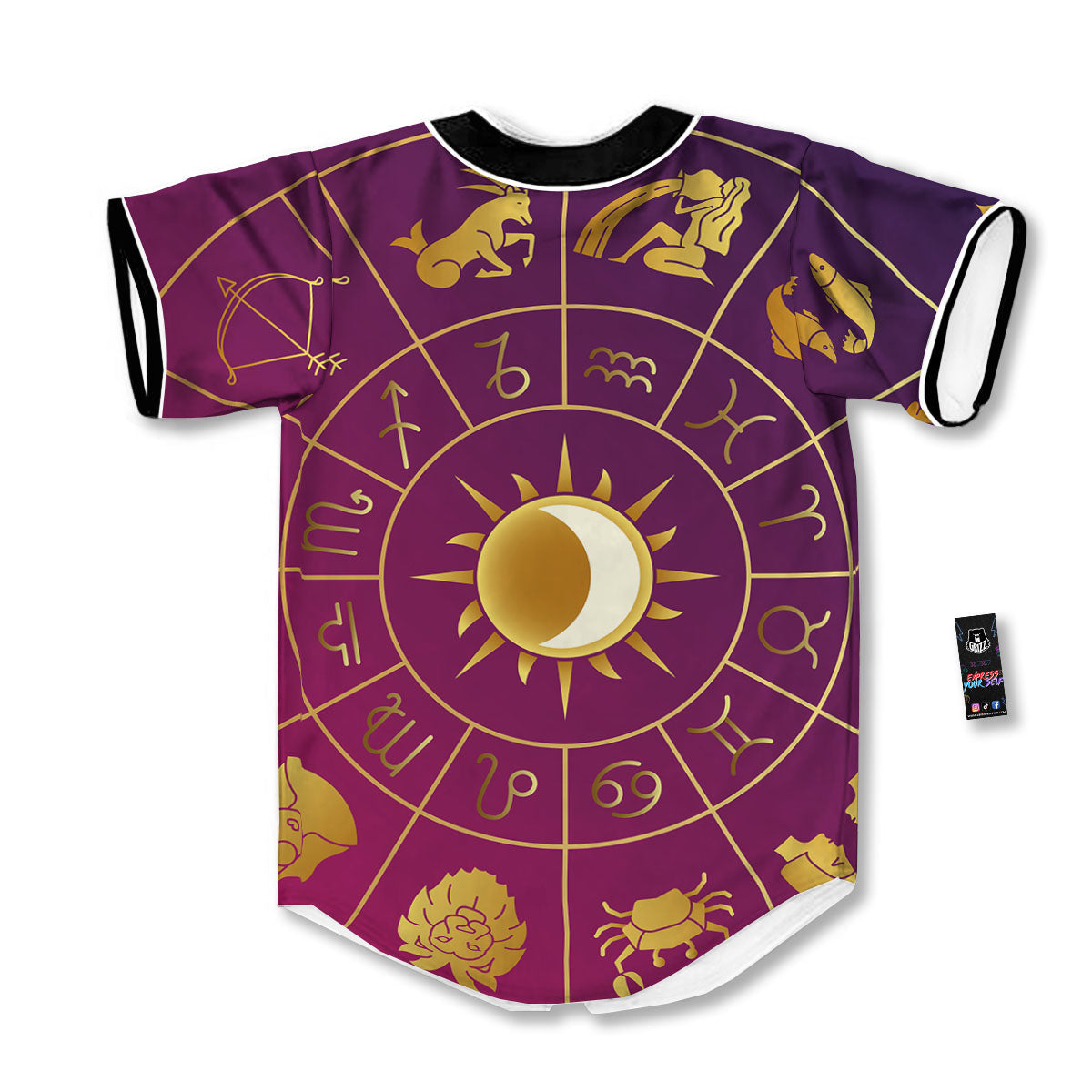 Zodiac Wheel Symbols Print Baseball Jersey-grizzshop