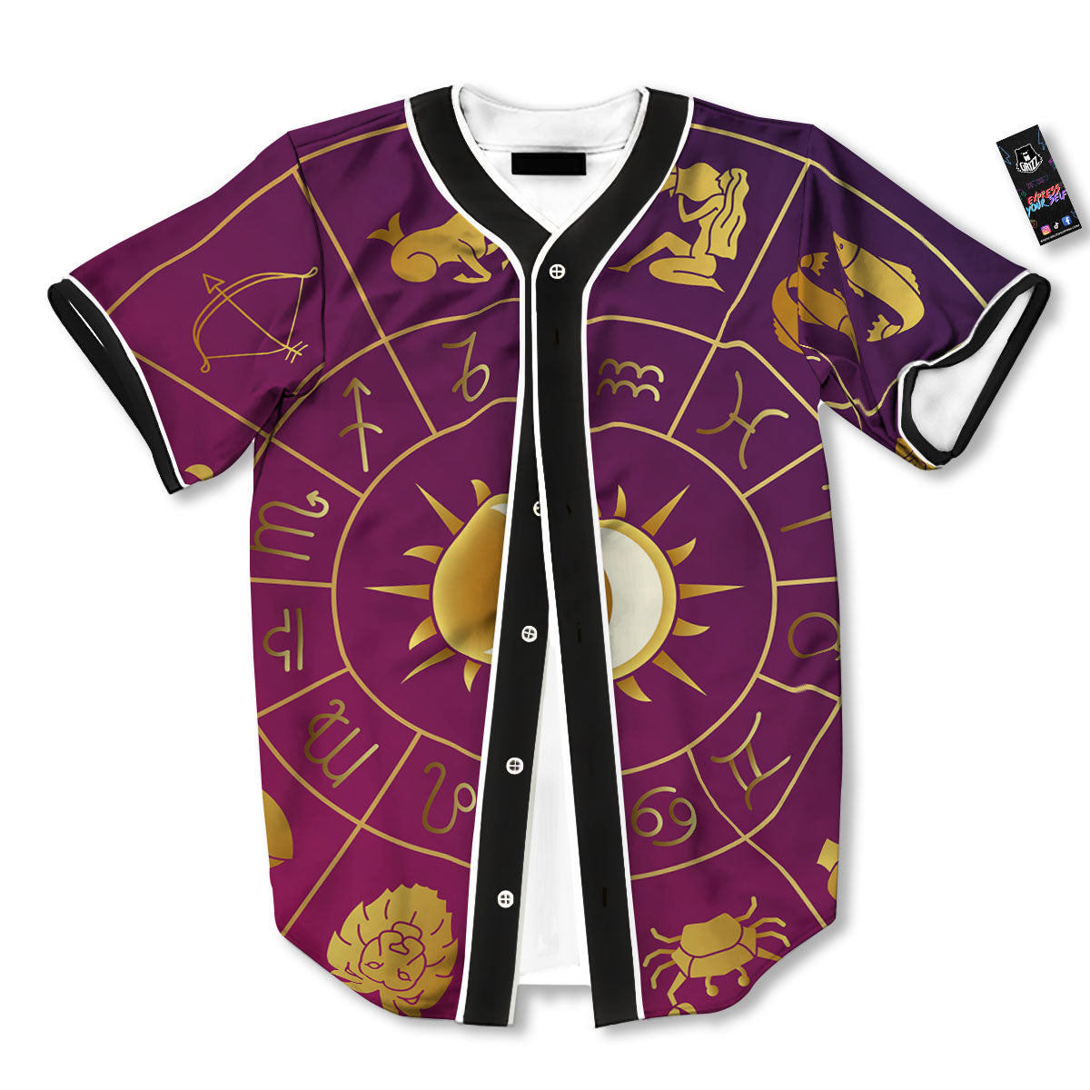 Zodiac Wheel Symbols Print Baseball Jersey-grizzshop