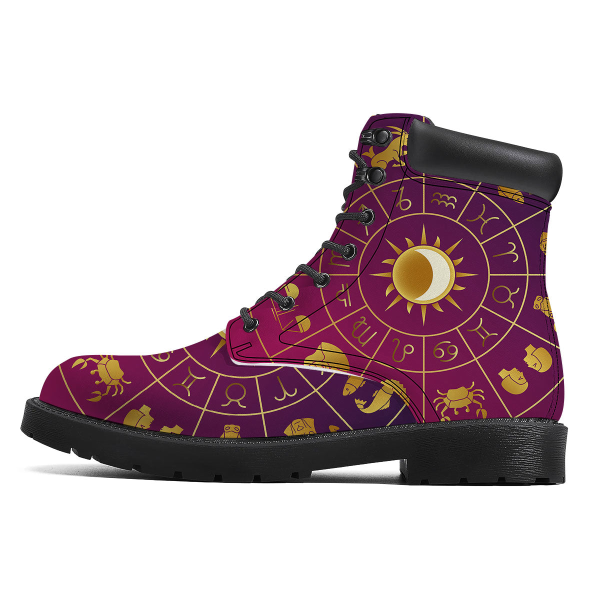 Zodiac Wheel Symbols Print Boots-grizzshop