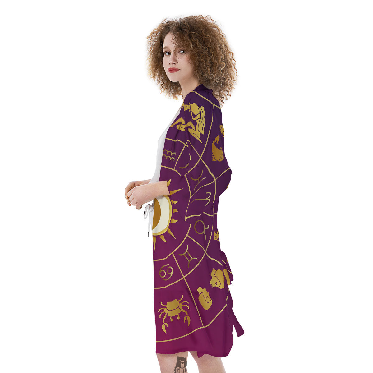 Zodiac Wheel Symbols Print Kimono-grizzshop