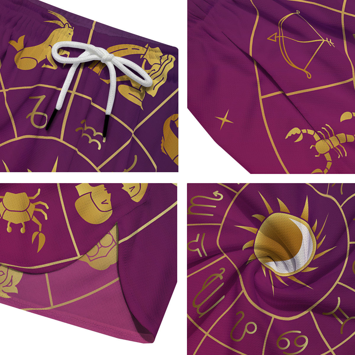 Zodiac Wheel Symbols Print Men's Running Shorts-grizzshop