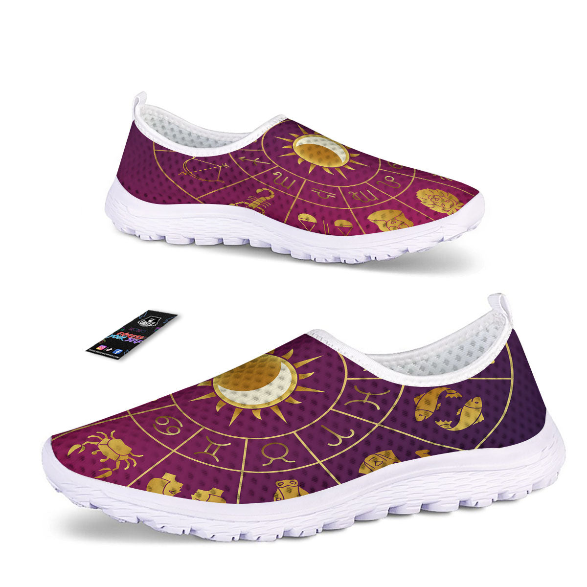 Zodiac Wheel Symbols Print Nurse Shoes-grizzshop