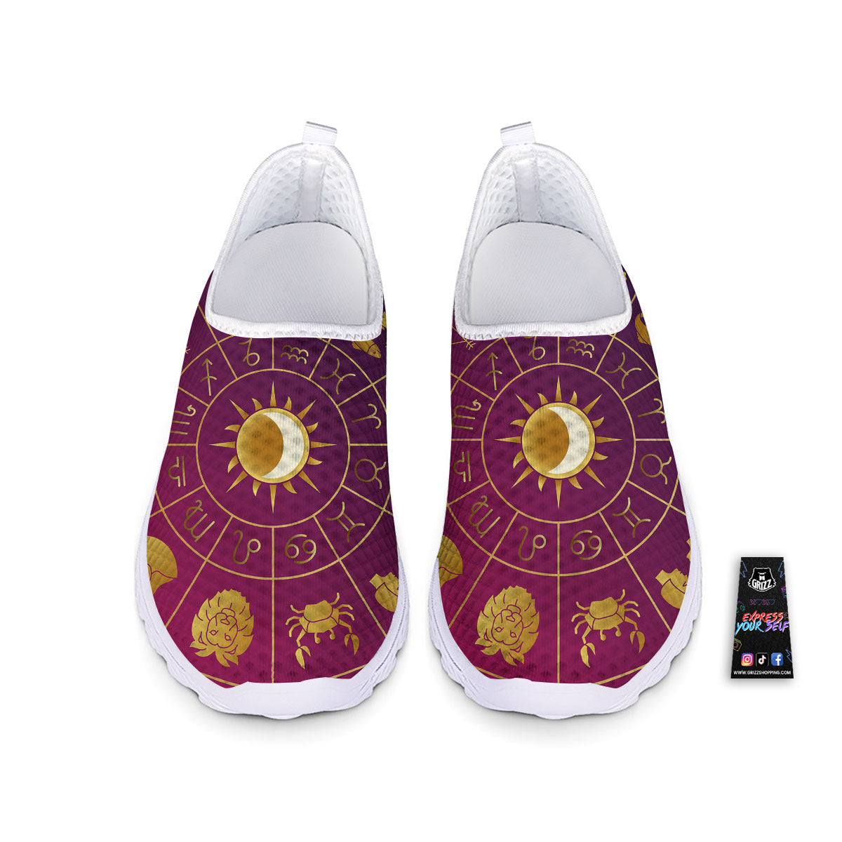 Zodiac Wheel Symbols Print Nurse Shoes-grizzshop