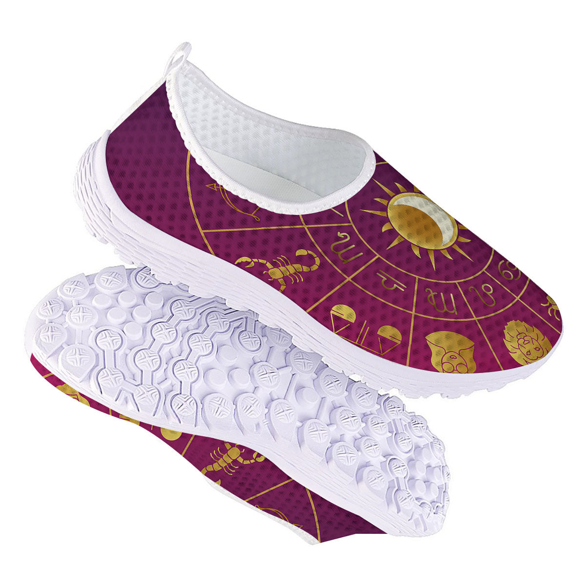 Zodiac Wheel Symbols Print Nurse Shoes-grizzshop