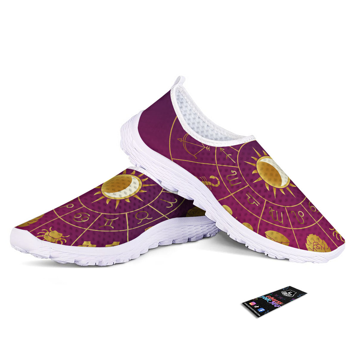 Zodiac Wheel Symbols Print Nurse Shoes-grizzshop