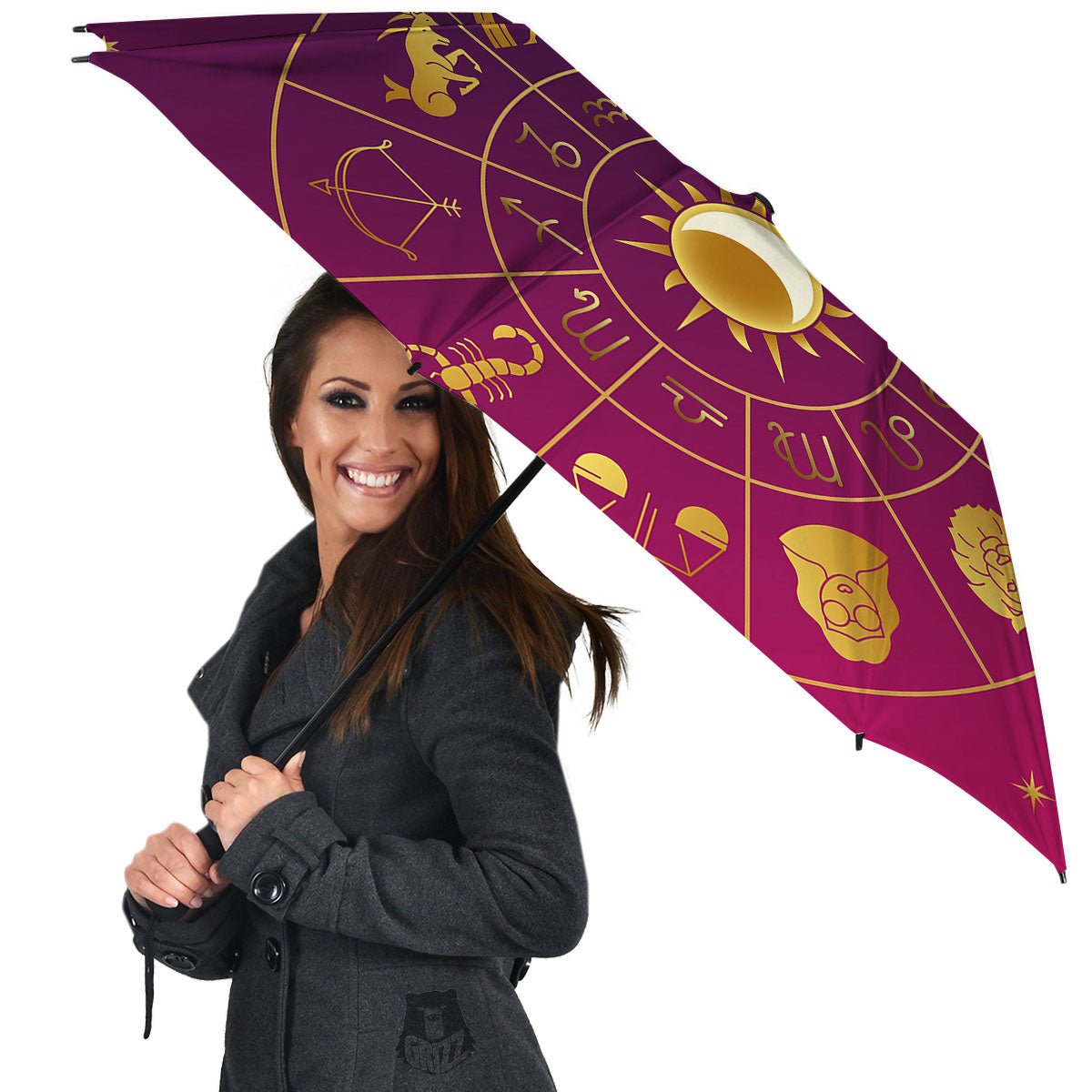 Zodiac Wheel Symbols Print Umbrella-grizzshop