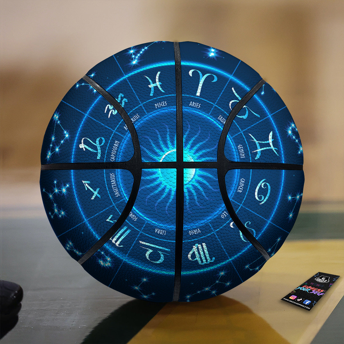 Zodiac Circle Blue Light Print Basketball