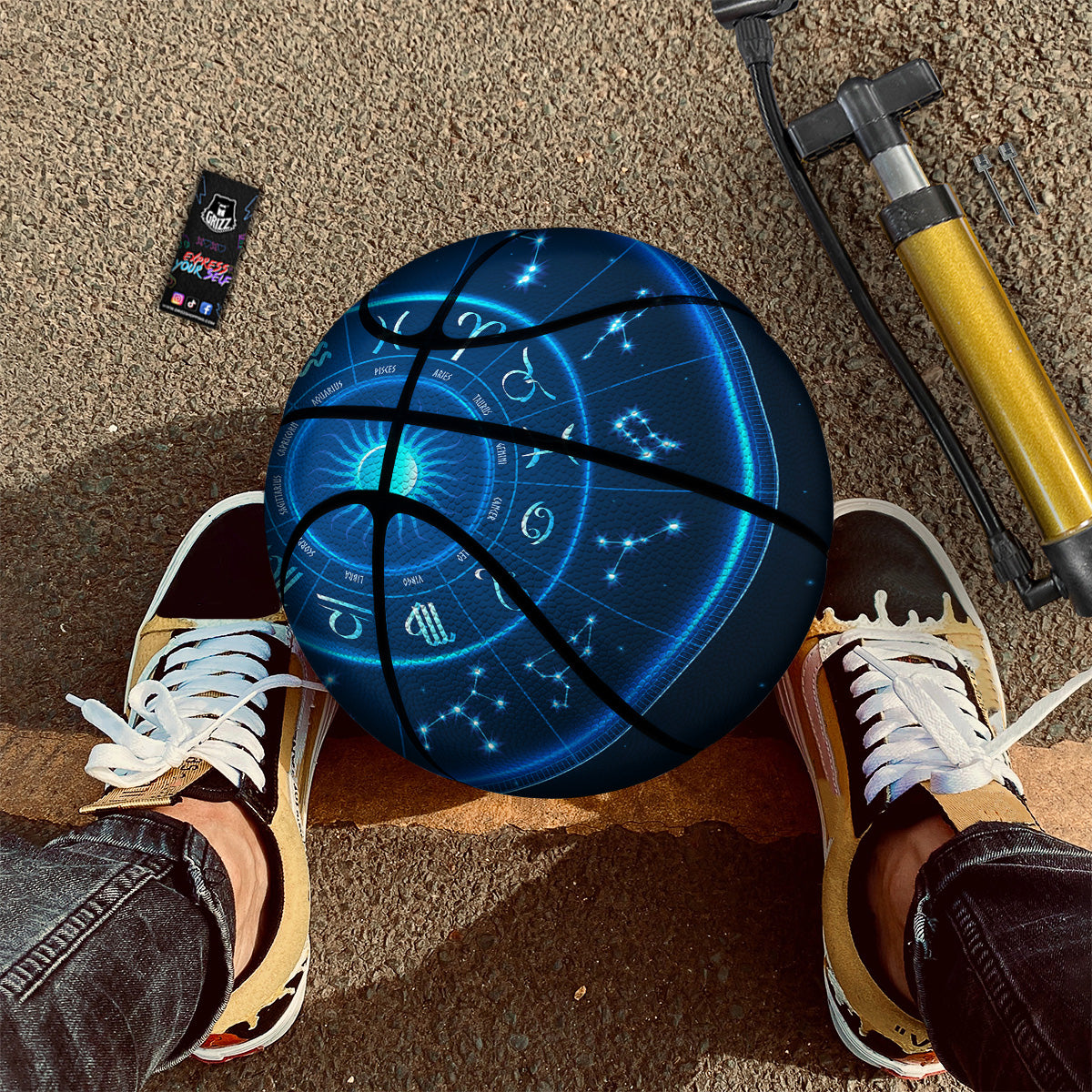 Zodiac Circle Blue Light Print Basketball