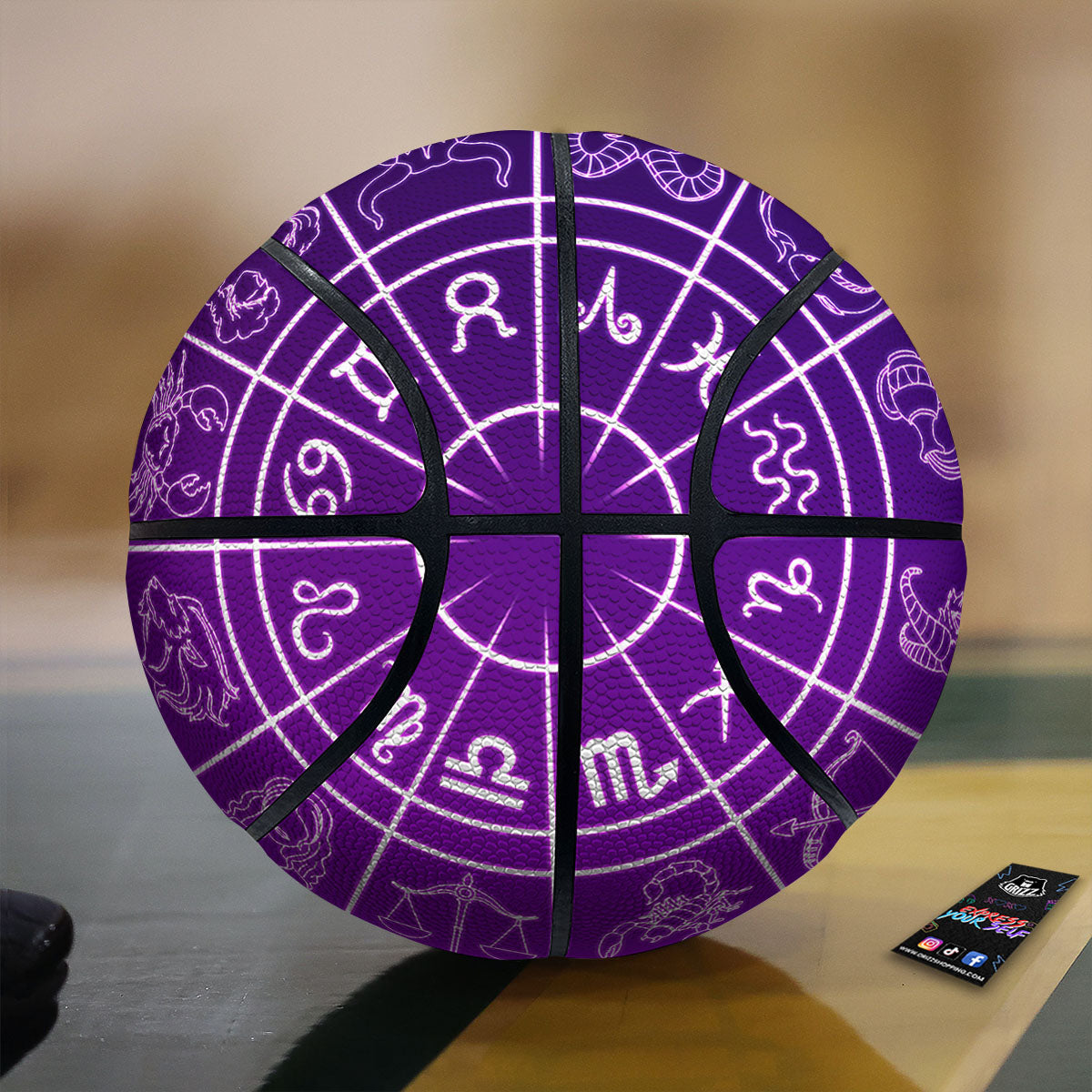 Zodiac Purple And White Signs Print Basketball