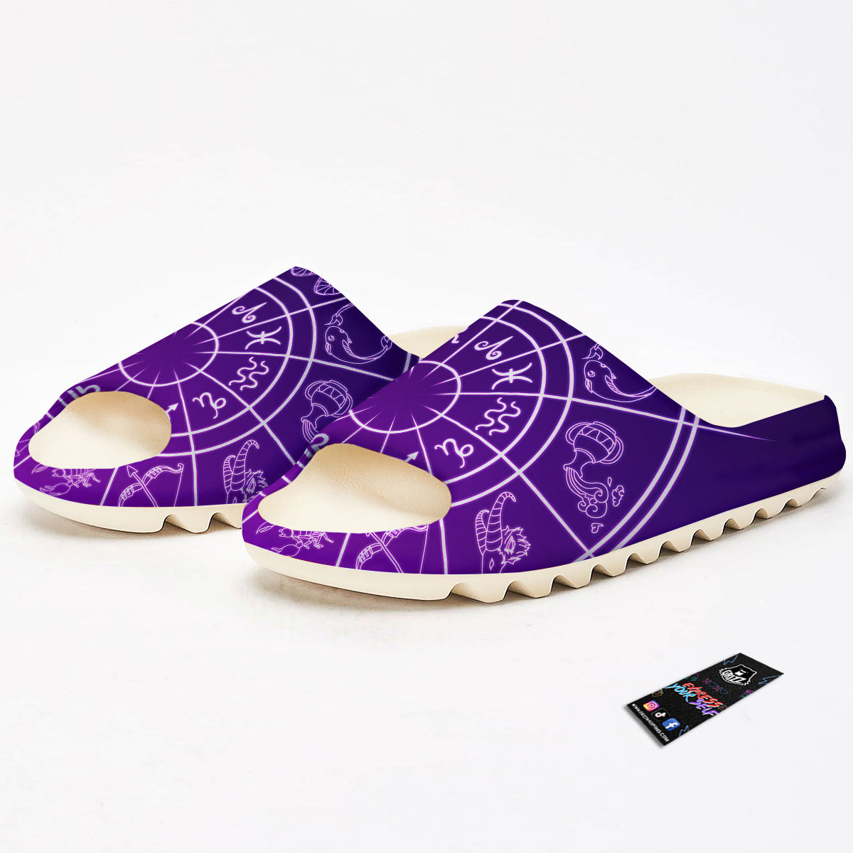 Zodiac Purple And White Signs Print Sandals-grizzshop