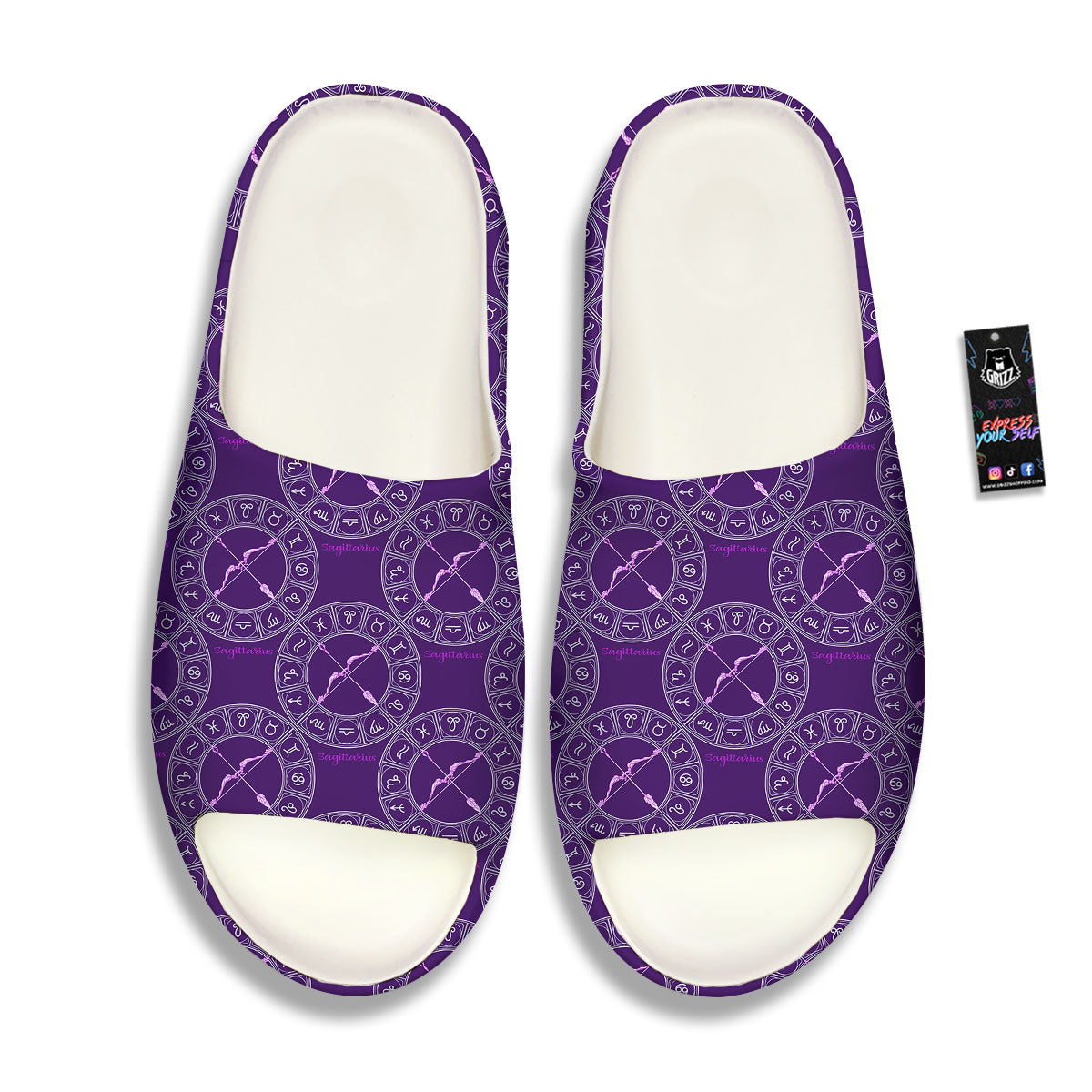 Zodiac Sagittarius Purple Print Pattern Sandals-grizzshop