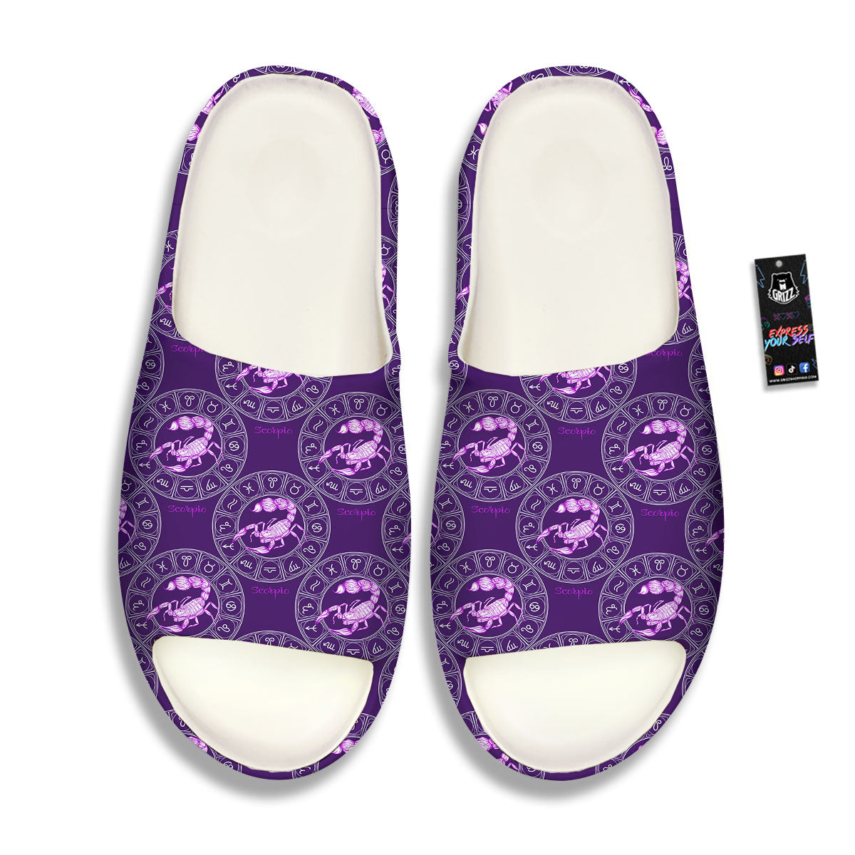 Zodiac Scorpio Purple Print Pattern Sandals-grizzshop
