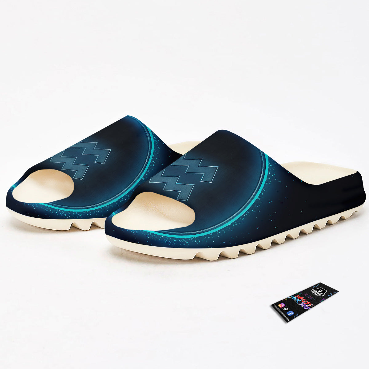 Zodiac Sign Blue Aquarius Print Sandals-grizzshop