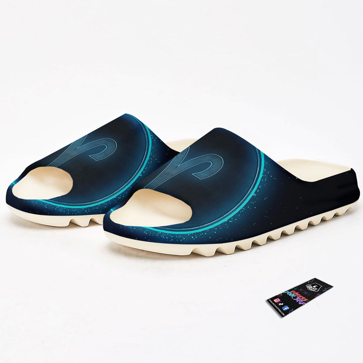 Zodiac Sign Blue Aries Print Sandals-grizzshop