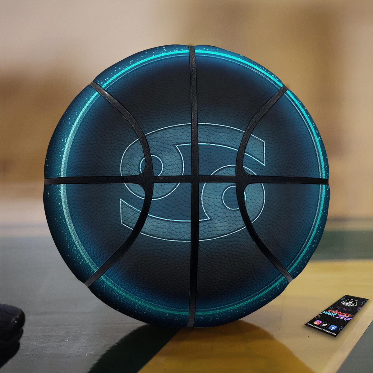 Zodiac Sign Blue Cancer Print Basketball