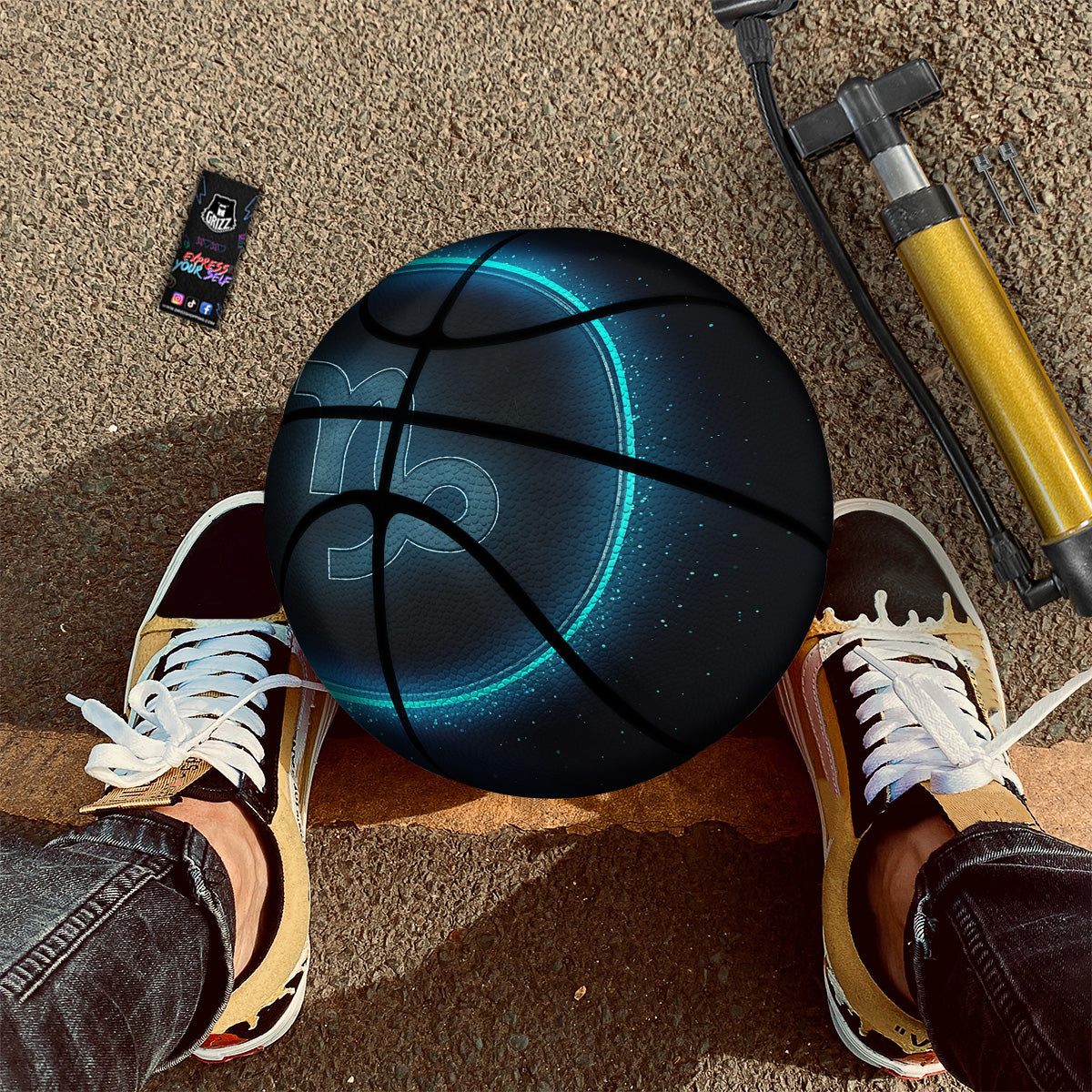 Zodiac Sign Blue Capricorn Print Basketball