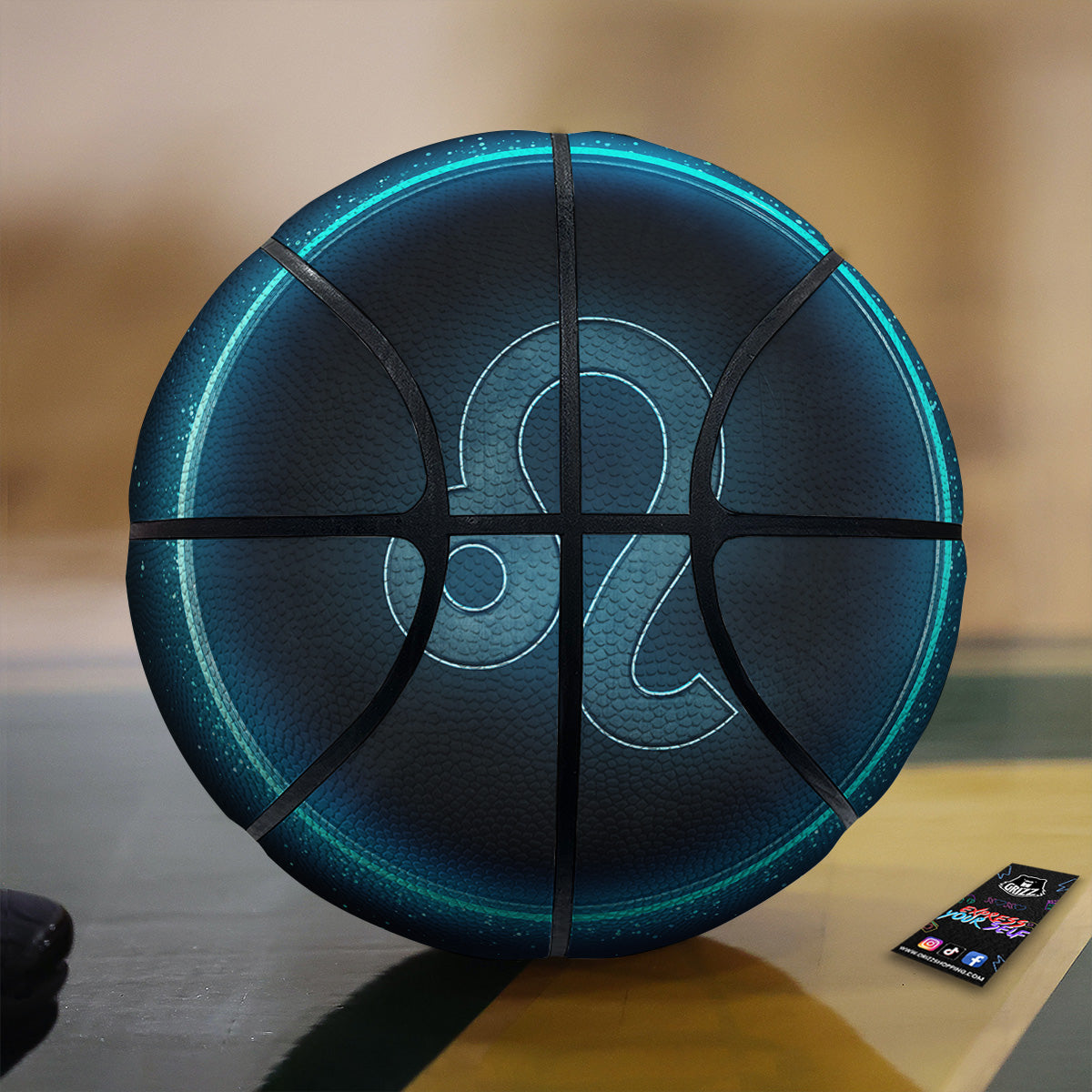 Zodiac Sign Blue Leo Print Basketball
