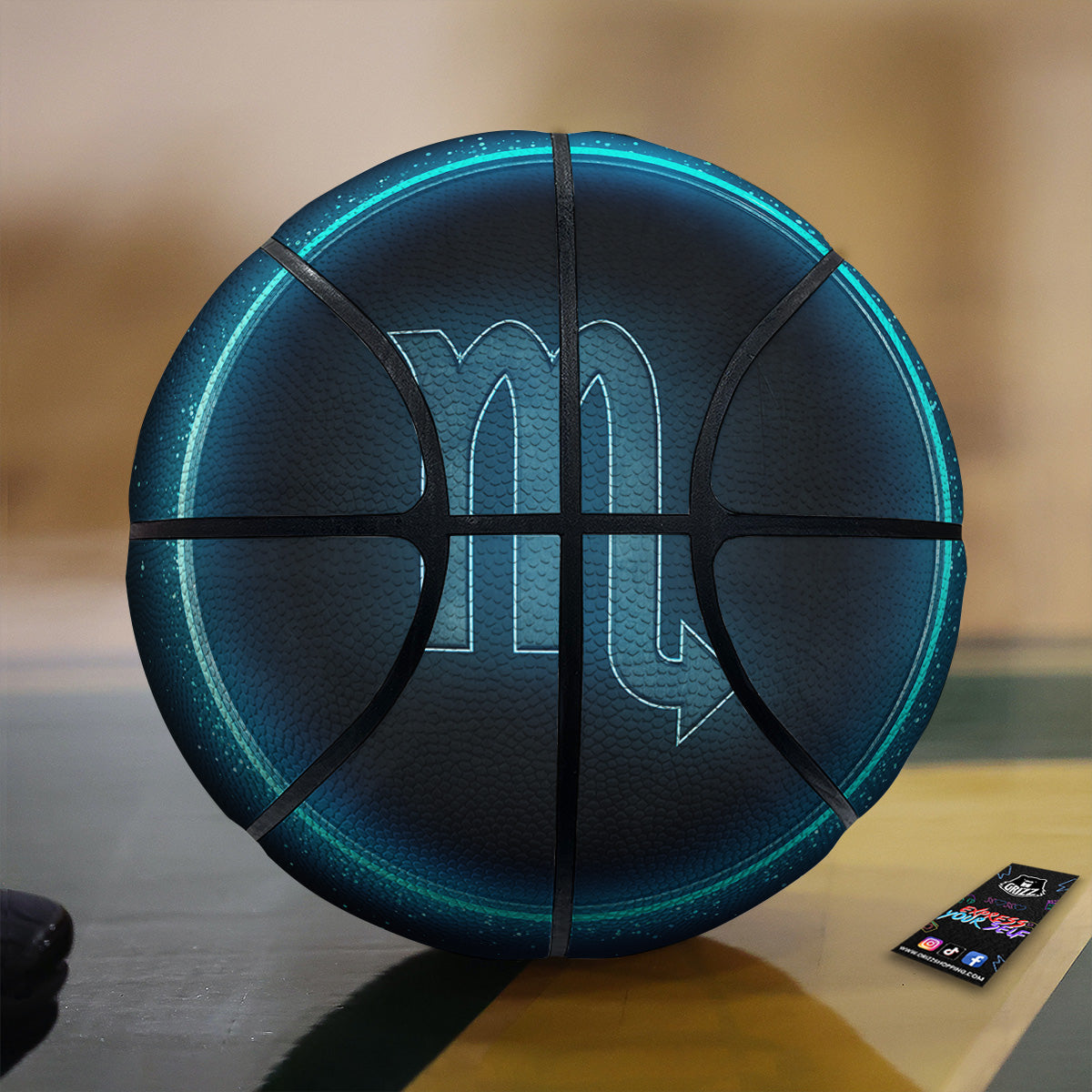 Zodiac Sign Blue Scorpio Print Basketball