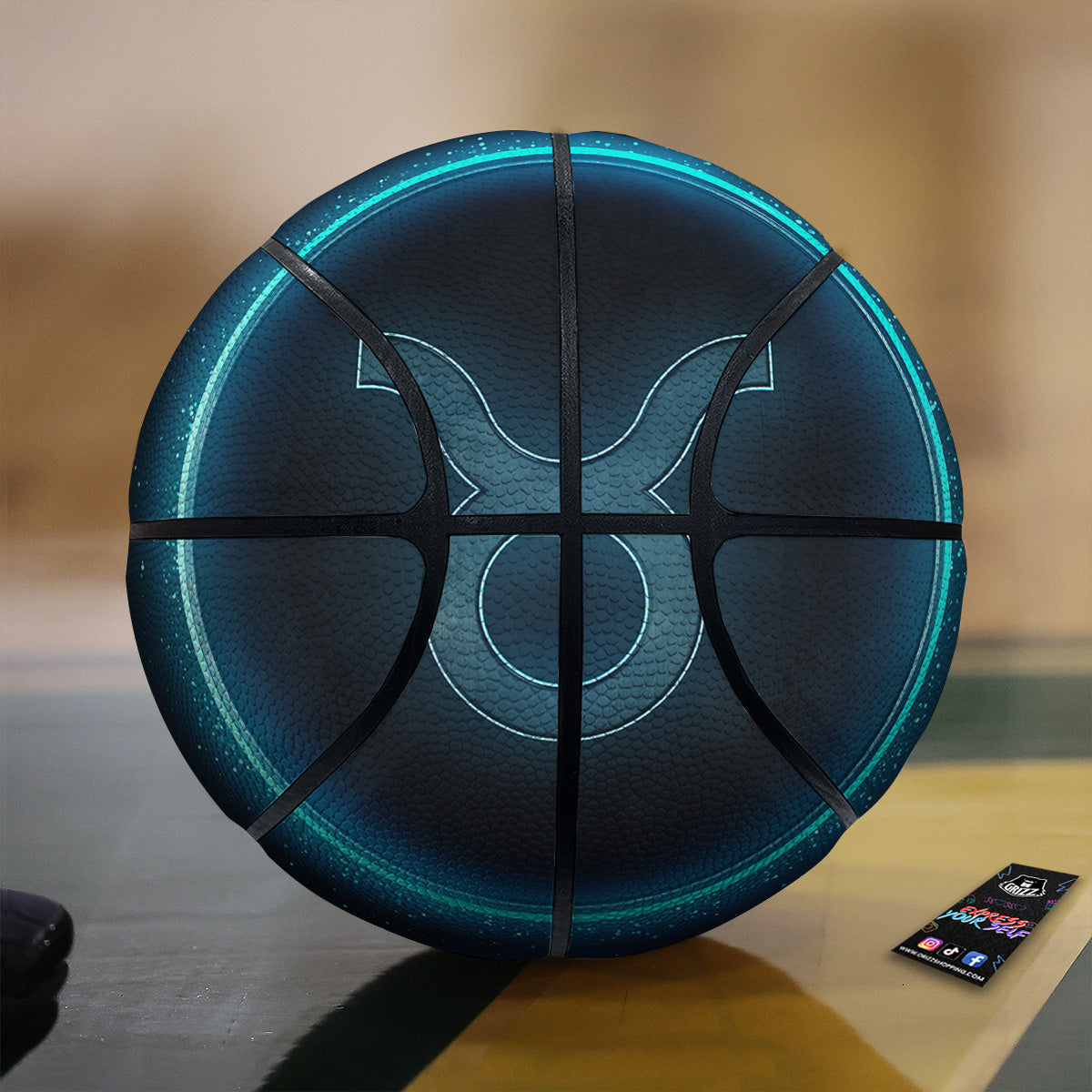 Zodiac Sign Blue Taurus Print Basketball