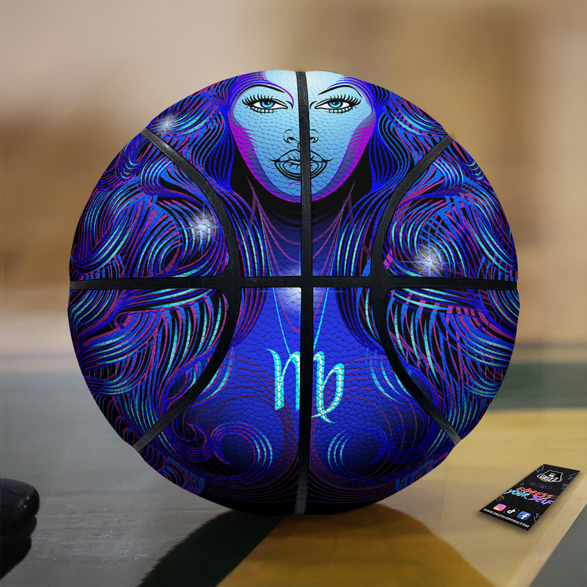 Zodiac Sign Blue Virgo Print Basketball