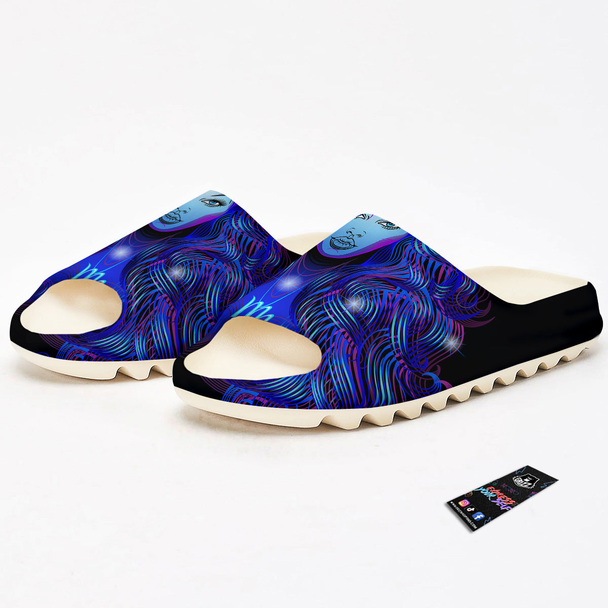 Zodiac Sign Blue Virgo Print Sandals-grizzshop
