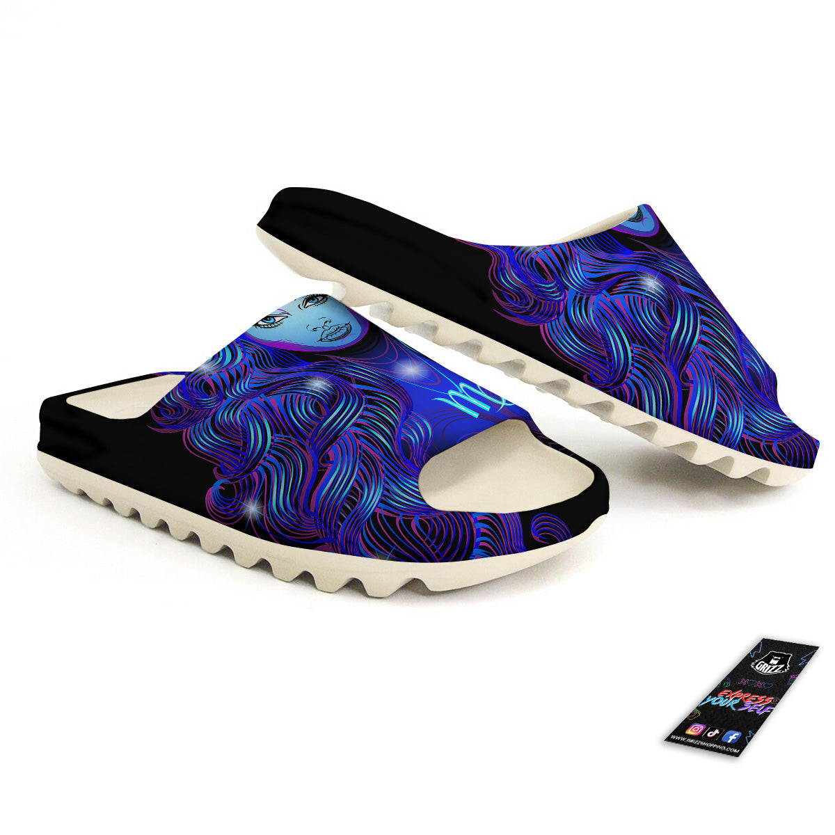 Zodiac Sign Blue Virgo Print Sandals-grizzshop