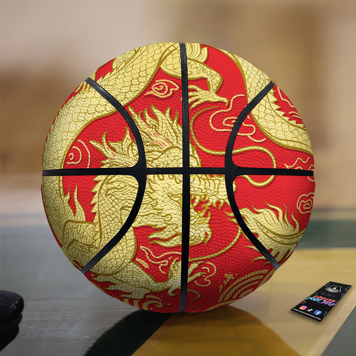 Zodiac Sign Chinese Dragon Print Basketball