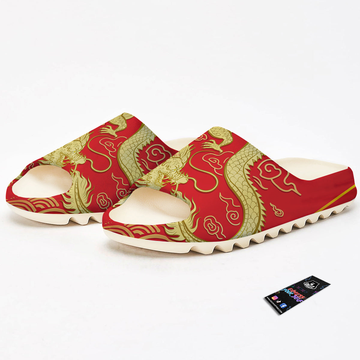 Zodiac Sign Chinese Dragon Print Sandals-grizzshop