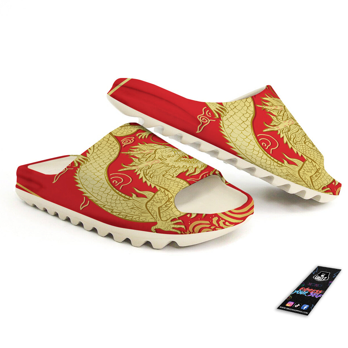 Zodiac Sign Chinese Dragon Print Sandals-grizzshop
