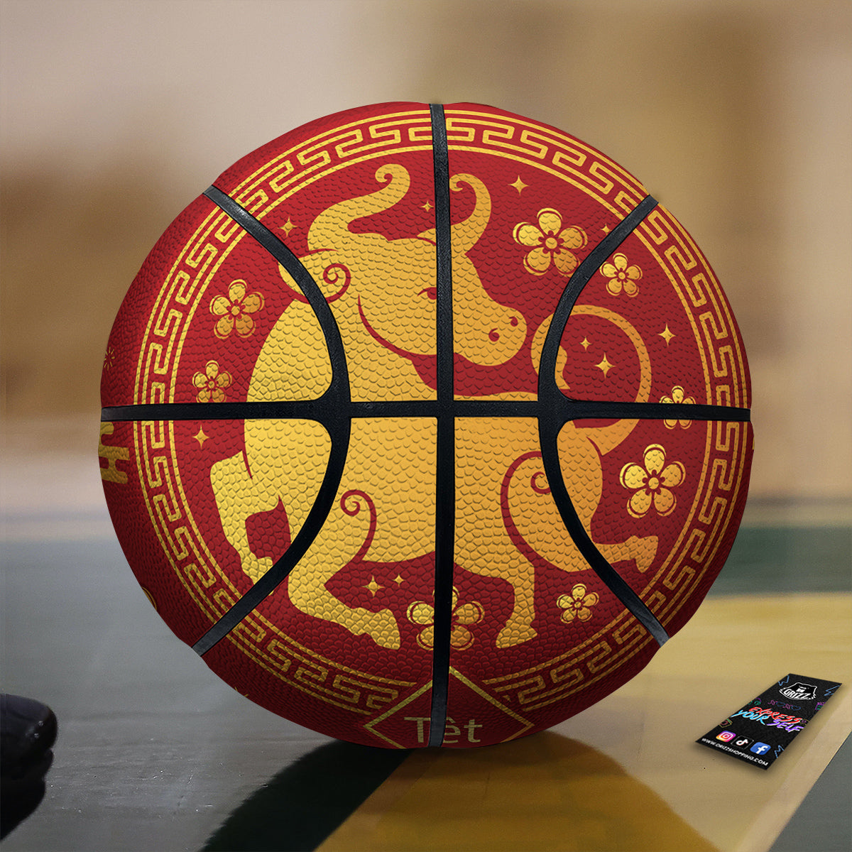 Zodiac Sign Chinese Ox Print Basketball