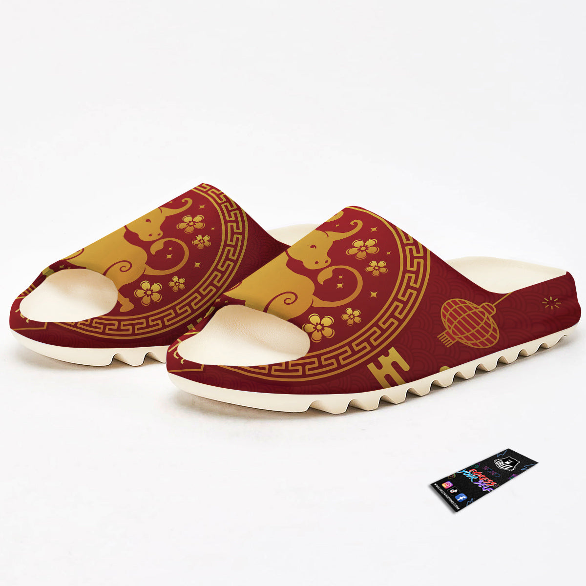 Zodiac Sign Chinese Ox Print Sandals-grizzshop