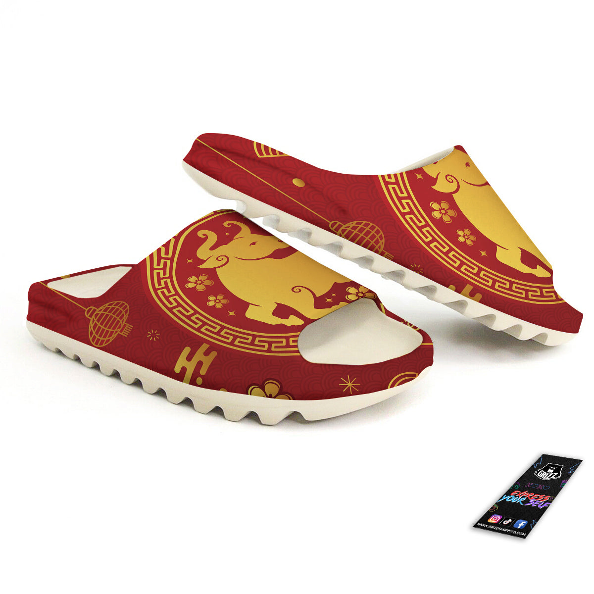 Zodiac Sign Chinese Ox Print Sandals-grizzshop