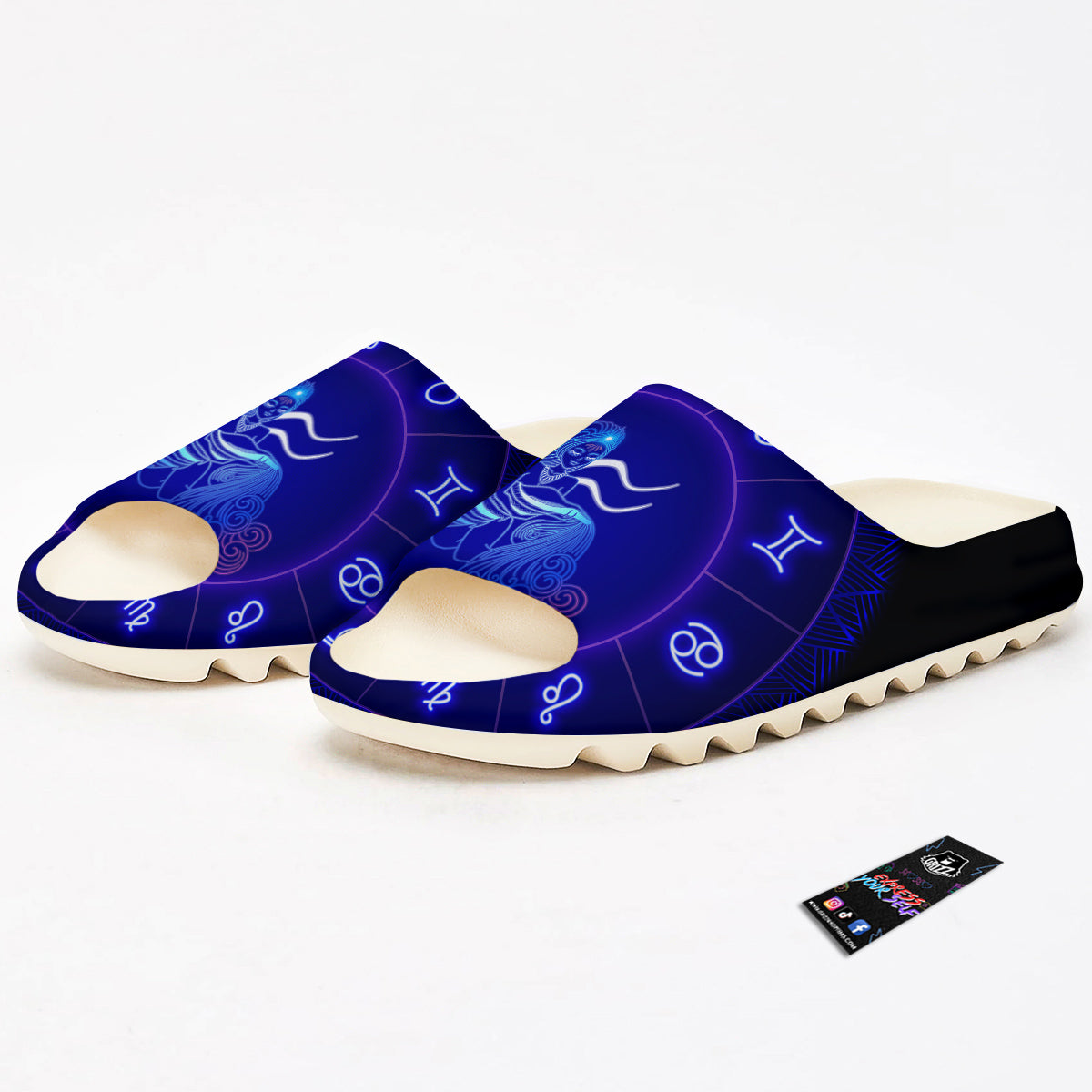 Zodiac Sign Dark Aquarius Print Sandals-grizzshop