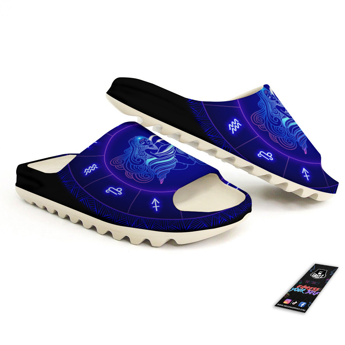 Zodiac Sign Dark Aquarius Print Sandals-grizzshop