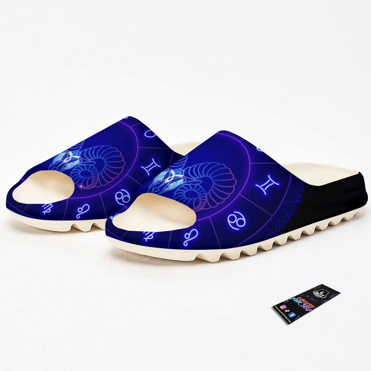 Zodiac Sign Dark Aries Print Sandals-grizzshop