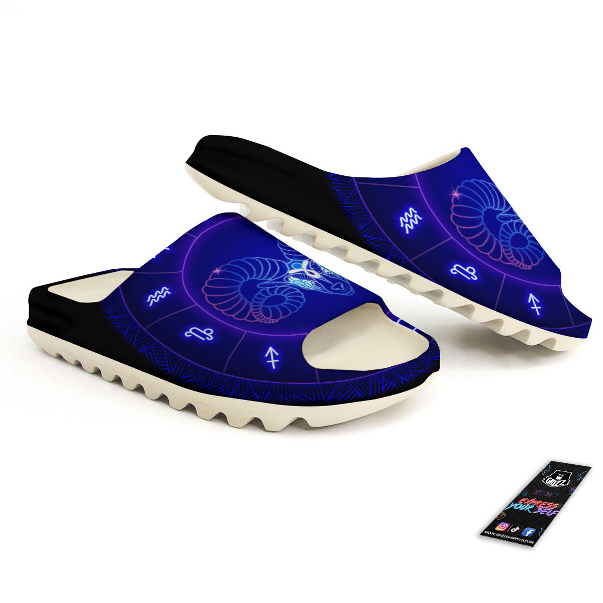 Zodiac Sign Dark Aries Print Sandals-grizzshop