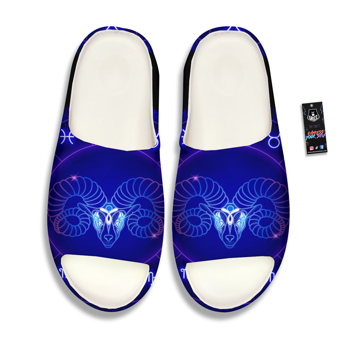 Zodiac Sign Dark Aries Print Sandals-grizzshop