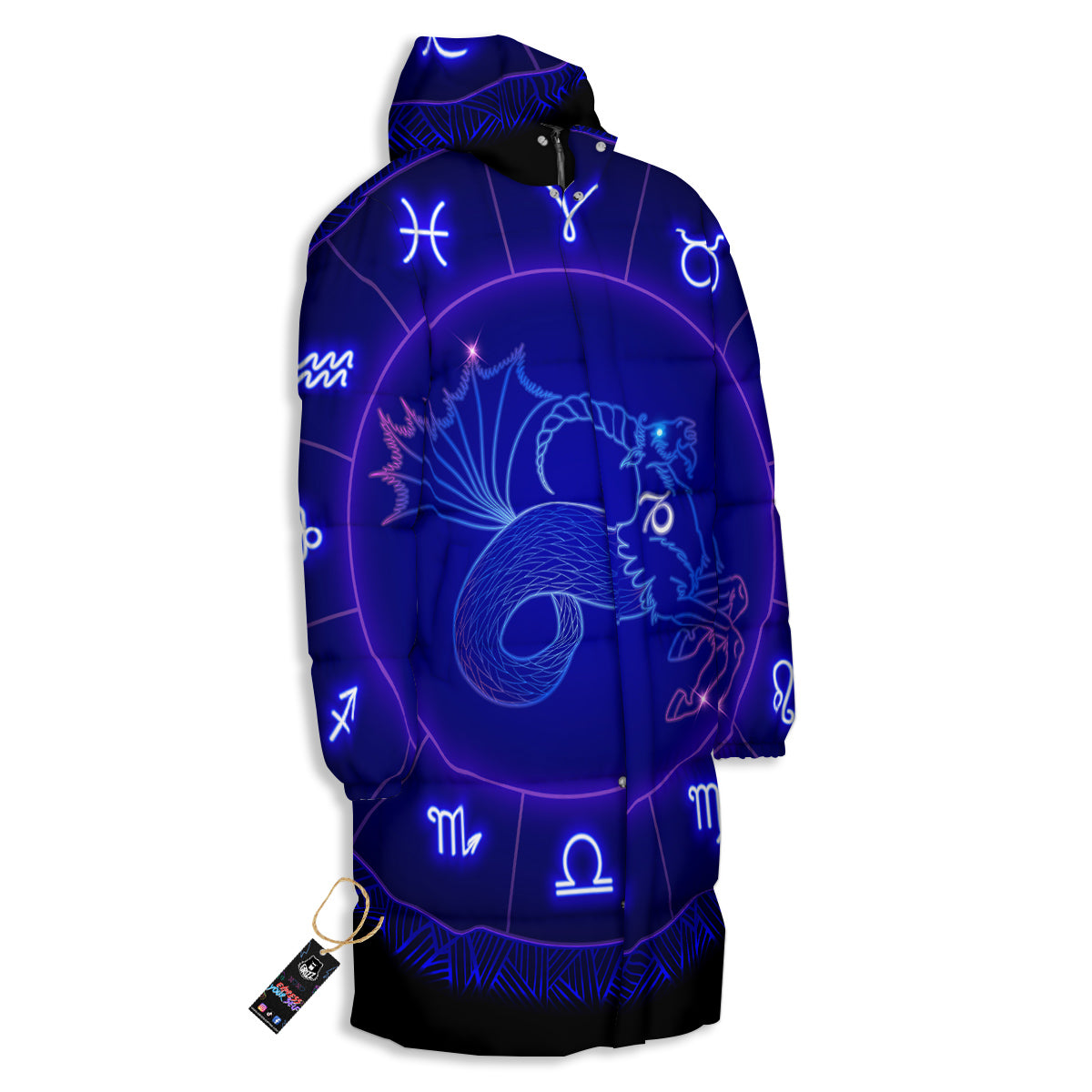 Zodiac Sign Dark Capricorn Print Long Down Jacket