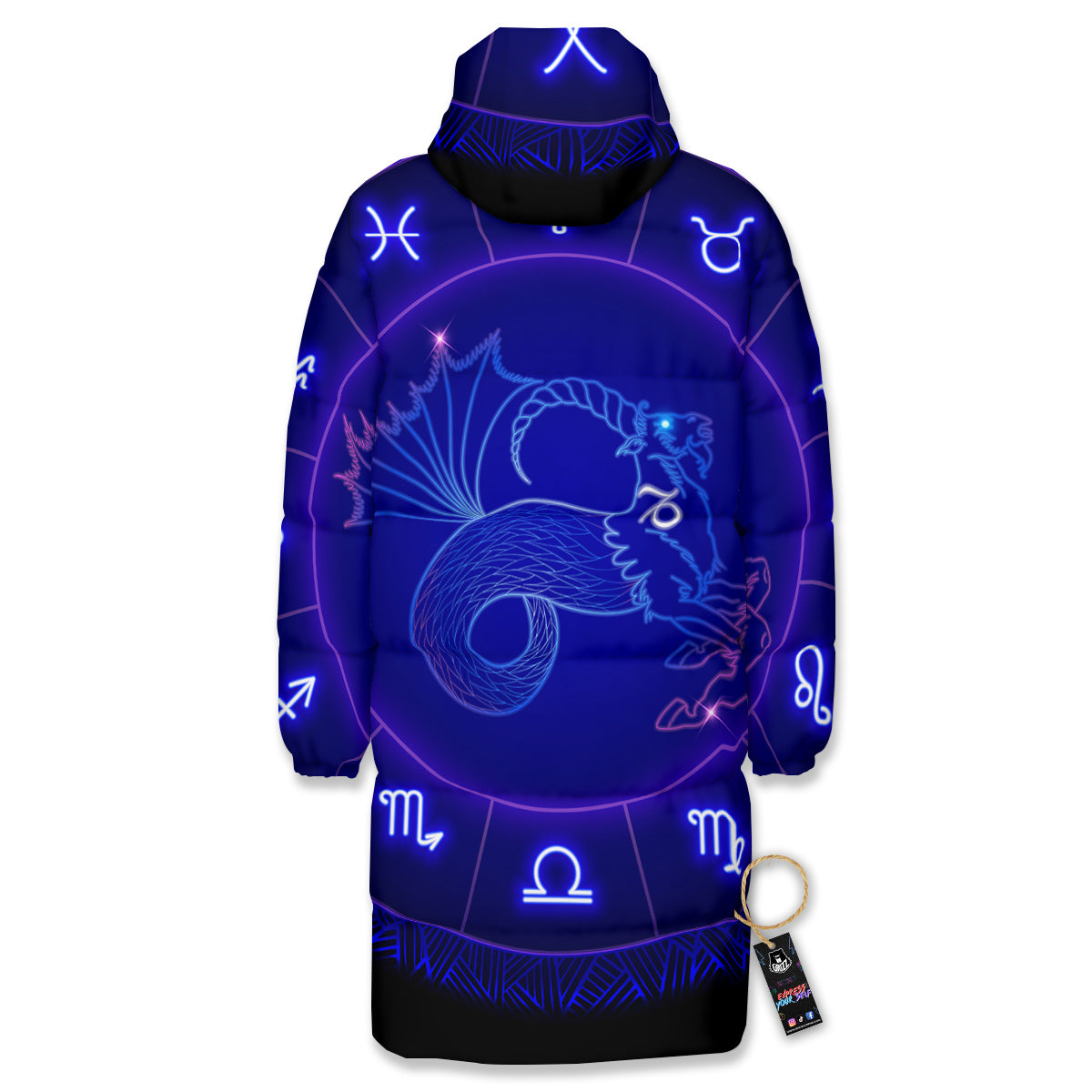 Zodiac Sign Dark Capricorn Print Long Down Jacket