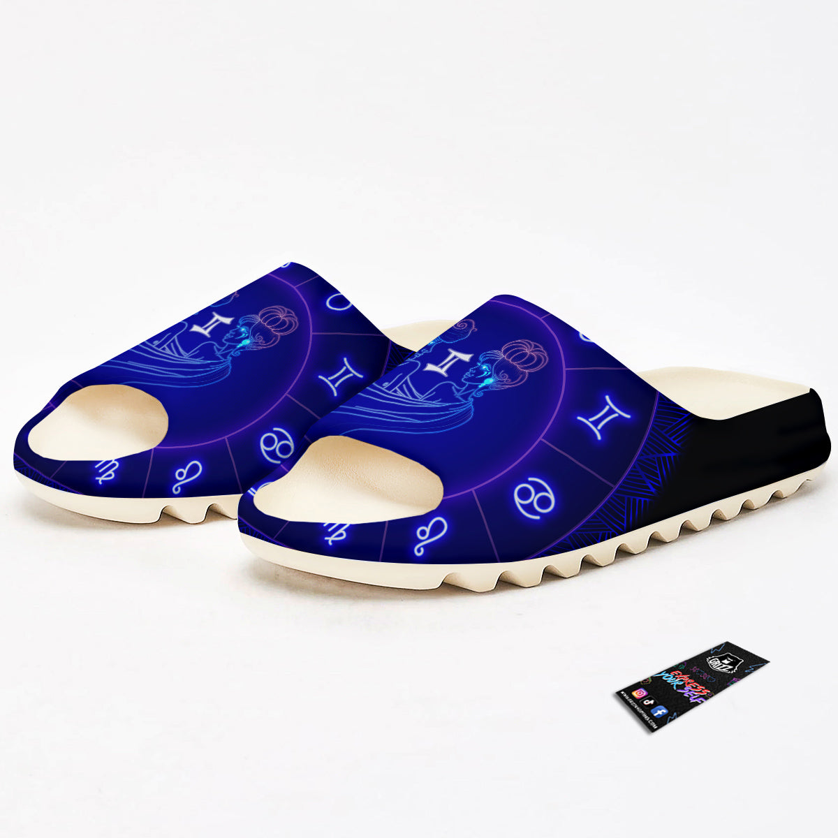 Zodiac Sign Dark Gemini Print Sandals-grizzshop